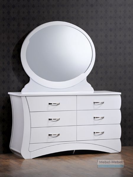 Будуарный стол + зеркало Эвита (белый глянец)   