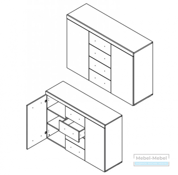 Комод KOM2D4S/135 Блэквуд   