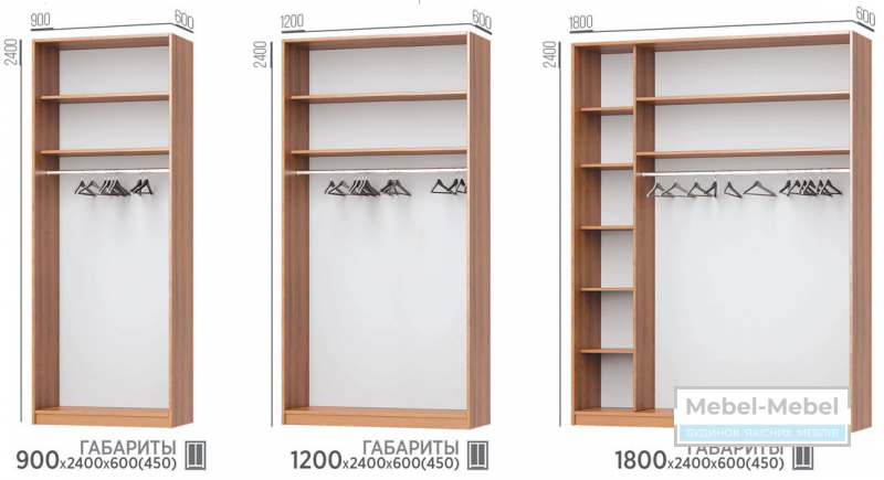 Шкаф-купе 2Д Уни 1200х2400х450 Mebel-star   