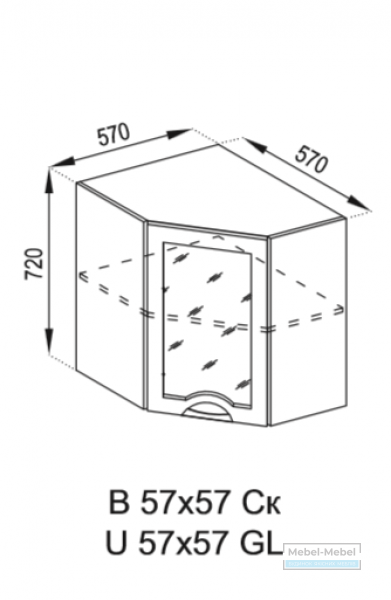 Угол верхний закрытый 57 х 57Ск Тюльпан   
